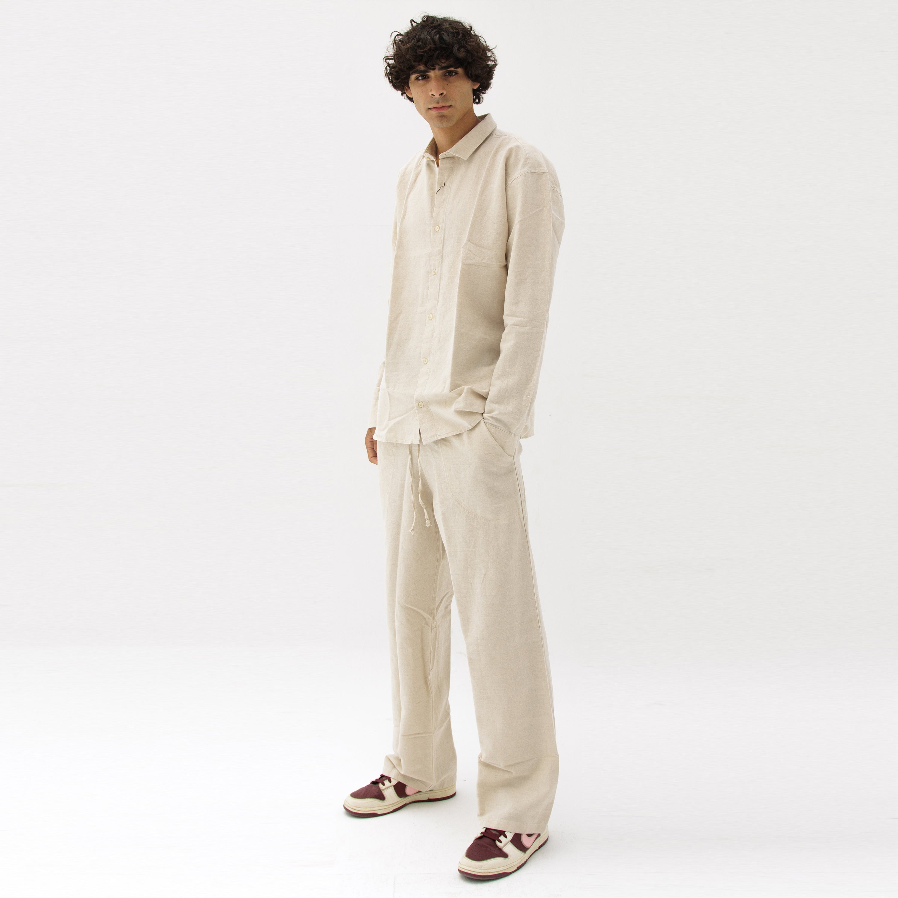 Beige Linen Pants