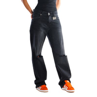 Low Waist "Black Knee" Women Jeans