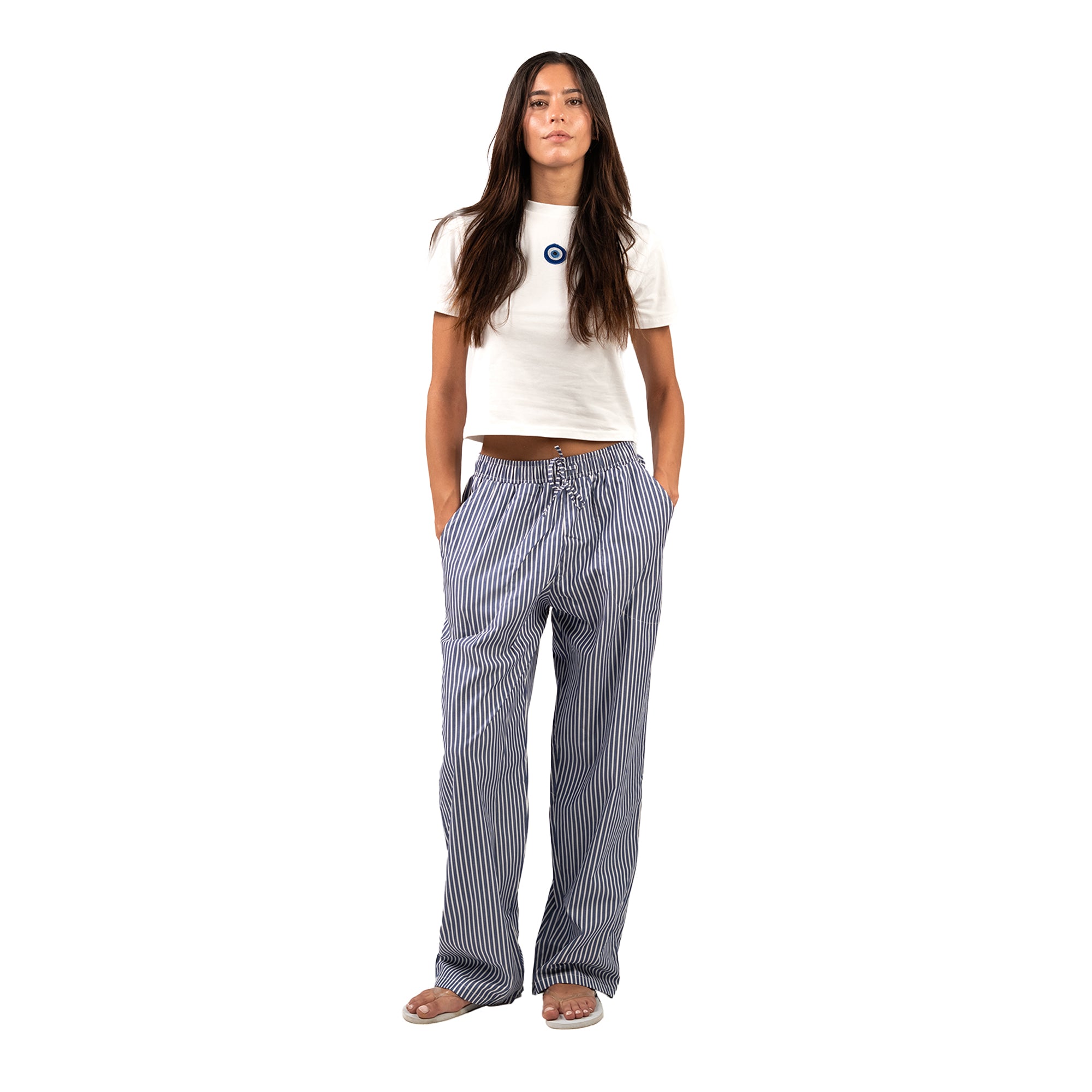 Dark Blue Striped Pants