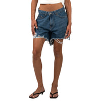 Navy Distressed Women Shorts