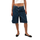 Long Navy Women Denim Shorts