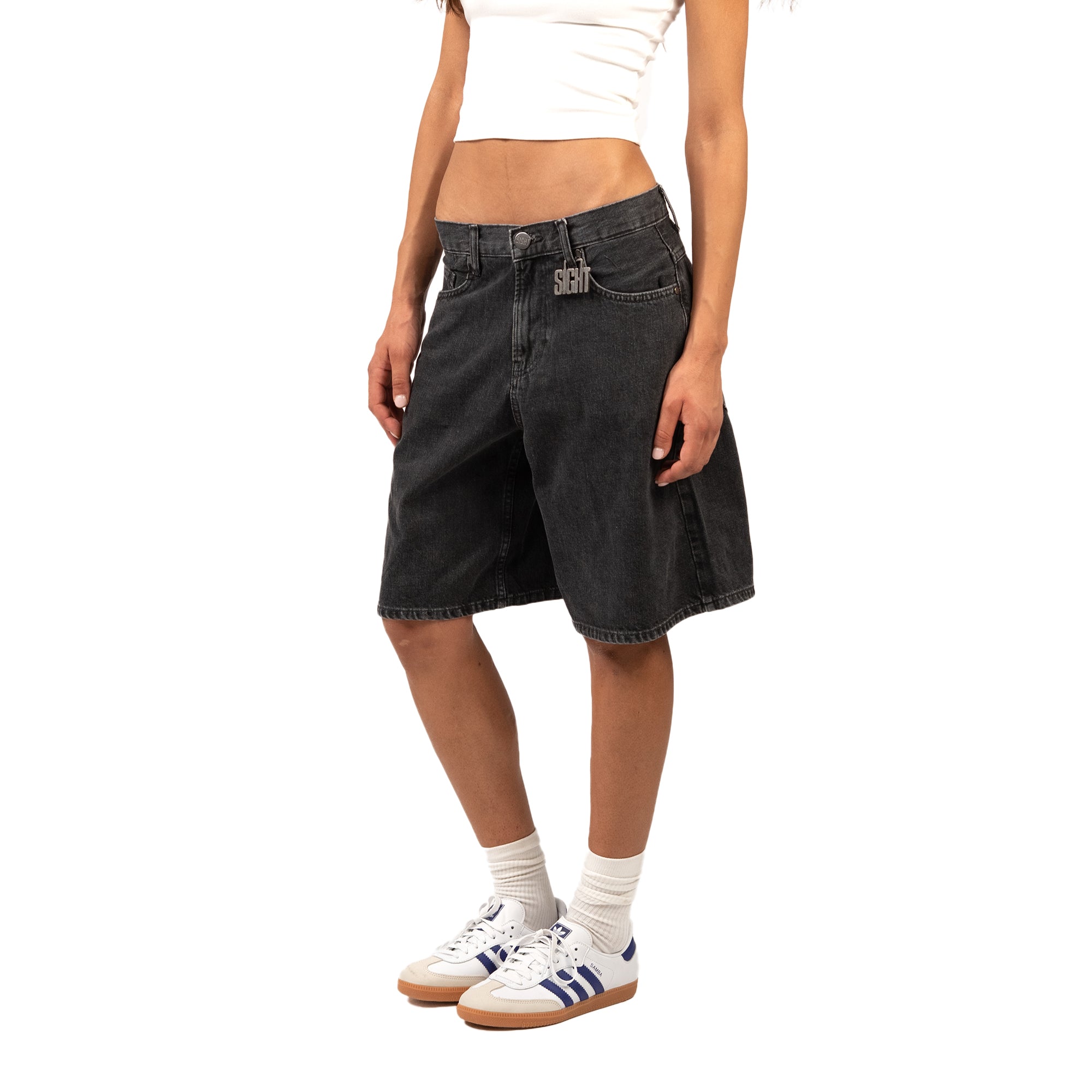 Long Black Women Denim Shorts